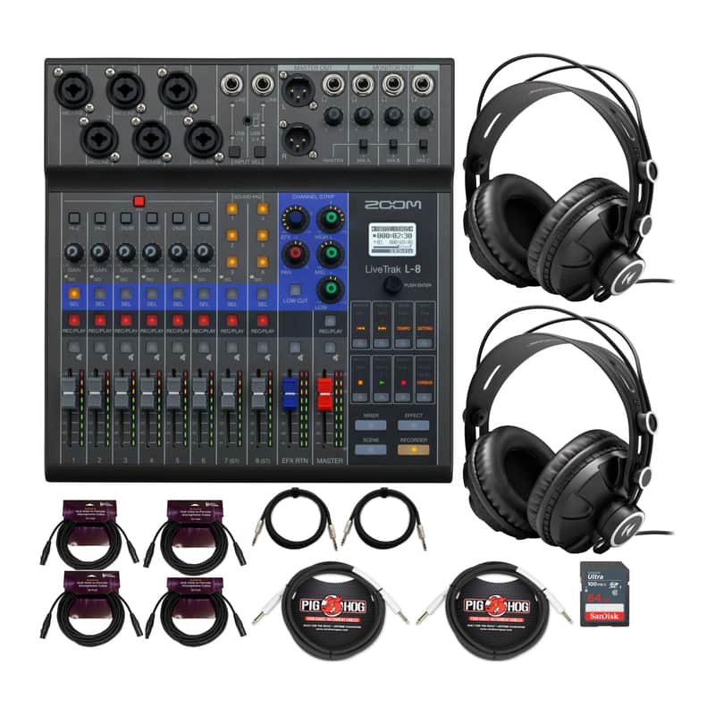 Zoom LiveTrak L8 Portable 8 Channel Digital Mixer and MultitrackRecorder Bundle image 1