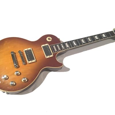 2000 Fuji-Gen Epiphone Japan Les Paul LPS-80 Long Tenon Honey Burst with Gibson Case, Headstock image 4