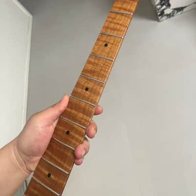 4-string electric bass neck P bass stainless steel 21frets Roasted flame Maple guitar neck 34inch maple fingerboard hole 18mm Nut 42mm 1 image 6