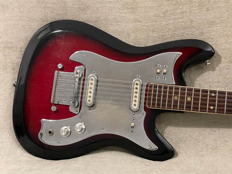 1960’s Unbranded Sekova Mentor 12 String Guitar Variant Redburst Hockey Stick Headstock Electric XII MIJ Japan Rare / VIDEO image 1