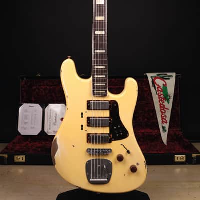 Castedosa 2024 Conchers Baritone with La Raza Fuzz in Aged Burnt Marshmallow with Hand-wound Castedosa TS Mini Humbuckers, Dark Mole Tint Quartersawn Maple Neck + Mastery Bridge & Trem image 2