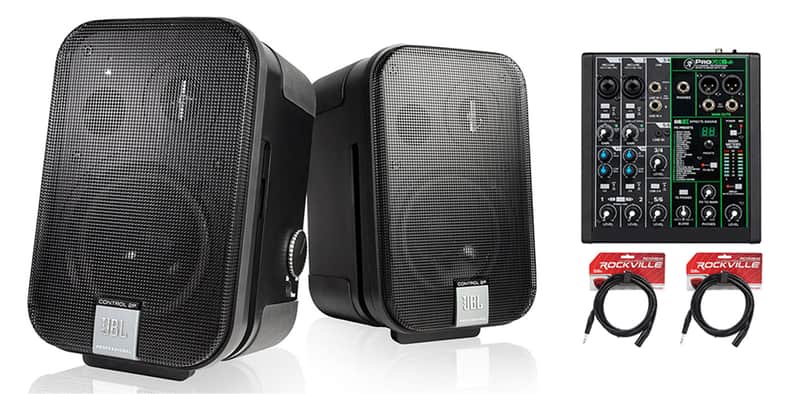 (2) JBL C2PS CONTROL 2P 5.25" Studio Monitor Speakers+Stands+Mackie Mixer+Cables image 1