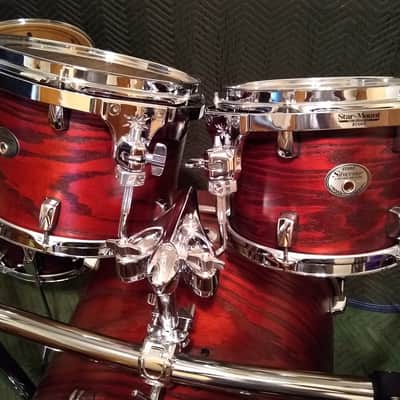 6pc. Tama Silverstar Limited Edition Tamo Ash Set w/ Rack / Red Satin Mahogany image 5