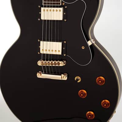 Xaviere PRO930 - Semi Hollow 335 style electric guitar Black with Gold hardware upgraded image 5