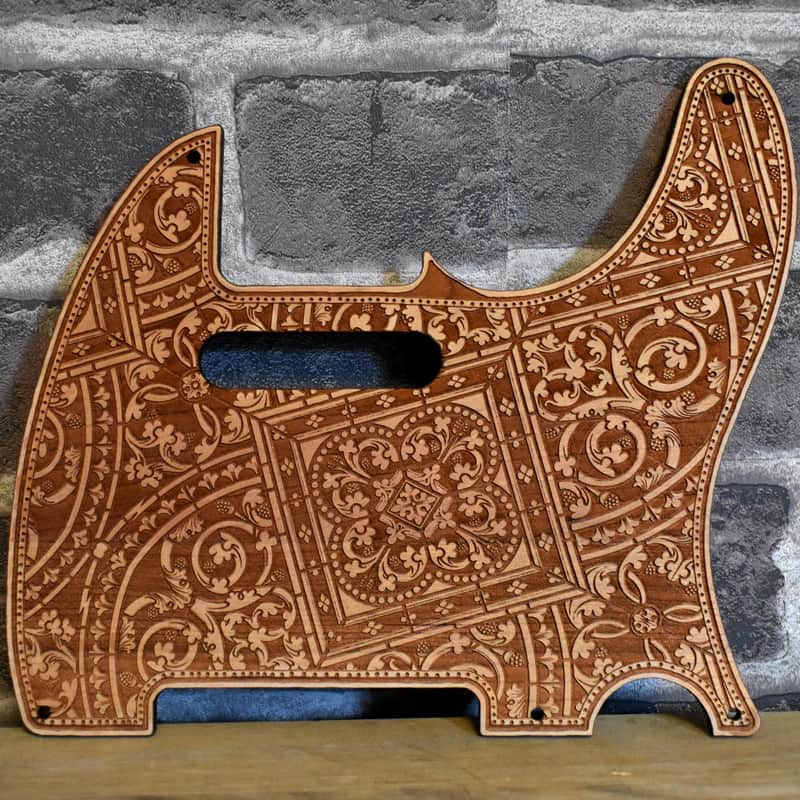 Handcrafted Cherrywood Pickguard for Fender Telecaster – Laser-Engraved Unique Design image 1