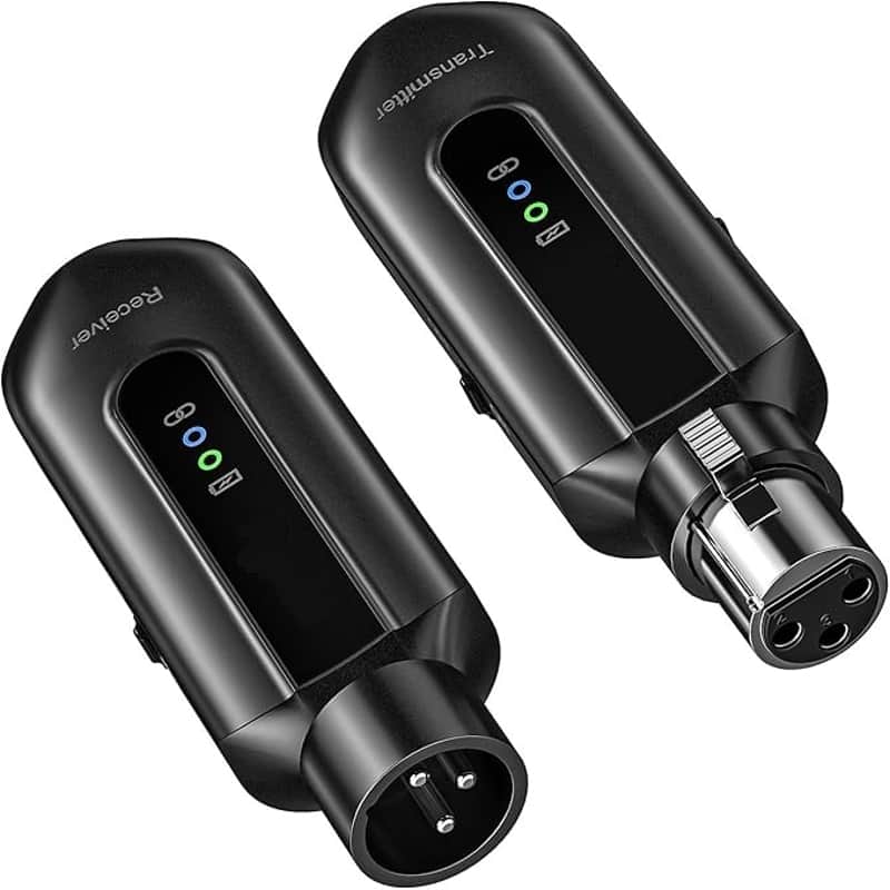 Wireless Microphone Transmitter Receiver 2.4Ghz, Wireless XLR Microphone System, Rechargeable Mic Adapter for Audio Mixer, Dynamic Mic, 48V Phantom Power for Condenser Mic image 1