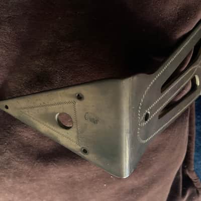NOS-Gibson  Super 400 Exclusive Tailpiece  Late 80’s - Engraved Solid Brass Natural Aged Brass Patina. *Includes Vintage Super 400 Truss Rod cover w/screws image 6