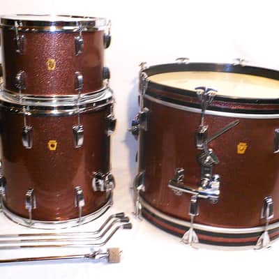 Ludwig Vintage 1966 Burgundy Sparkle Downbeat Drum Set 20".14",12" EXCELLENT!! image 18