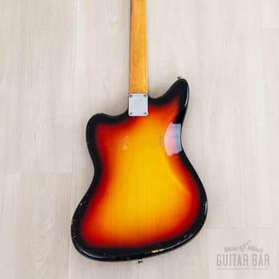 1966 Fender Jaguar Vintage Offset Guitar Sunburst w/ Big Neck, Case image 3