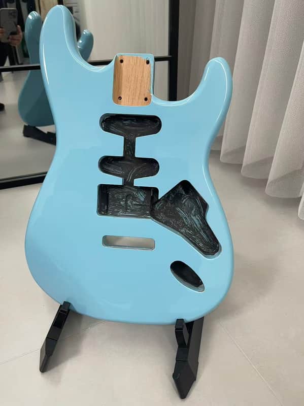 1 blue gloss SSH Alder wood Strat Electric guitar body single single humbucker image 1