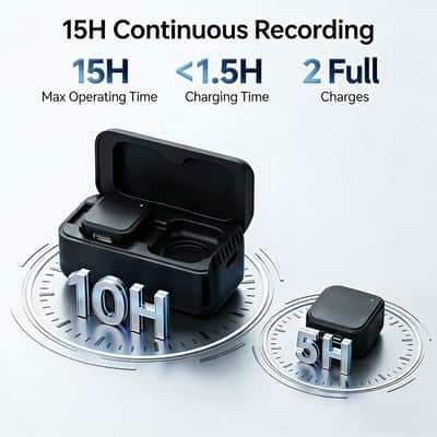 Wireless Lavalier Microphone for DJI Osmo Pocket 3/4 & Xtra Muse - 1TX+1RX Kit, 32kHz HD Sound, 5H Battery & One-Tap Noise Cancellation, Magnetic Clip for Vlog & Live Streaming image 3