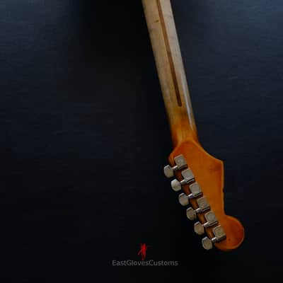 Squier Stratocaster Vintage White HSS Made in USA Aged Relic by East Gloves Customs (RARE) image 22