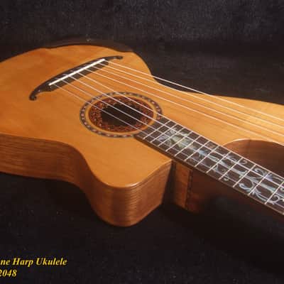 Handcrafted Baritone HARP Ukulele, Solid Spruce & Acacia, MOP Abalone Inlay, Hard Case, Bruce Wei HU20-2048 image 9