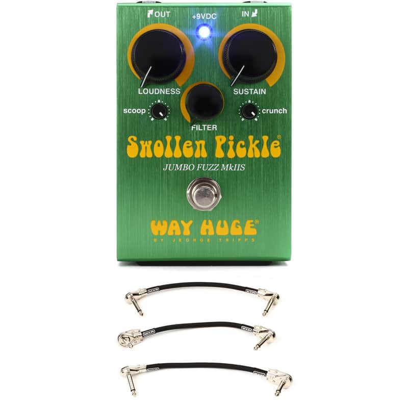 Way Huge Swollen Pickle MkIIS Jumbo Fuzz Pedal (small) with 3 Patch Cables image 1
