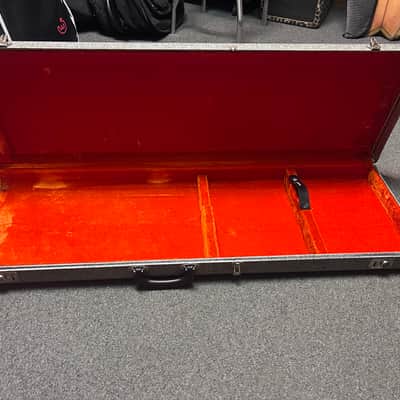 1970's Fender Mustang Hard Case Left Handed Gray w/Orange Musicmaster   GREAT CONDITION image 2