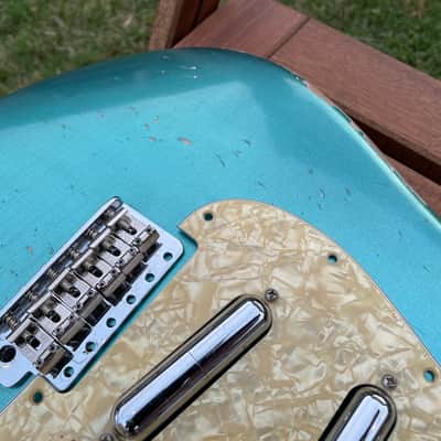 MJT Stratocaster body fits Fender 2015 *Metallic* Lake placid blue relic. Amazing finish checking! image 11