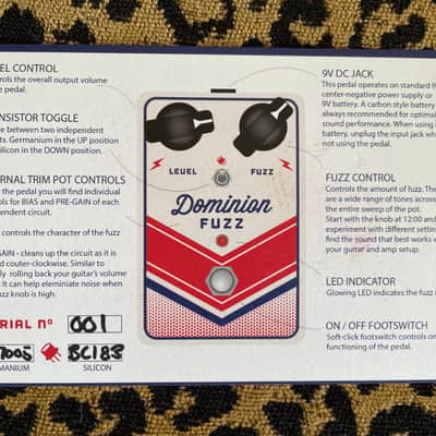Dominion Electric Effects Co Dominion Fuzz SERIAL # 001 Germanium & Silicon FF image 11
