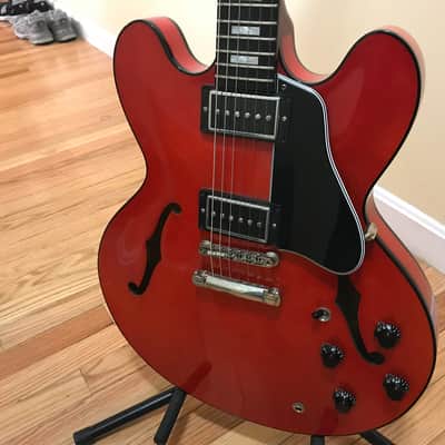 1999 Gibson ES-335 Limited Edition Translucent Red Ebony Fingerboard P-94s OHSC Professionally Repaired Headstock image 4
