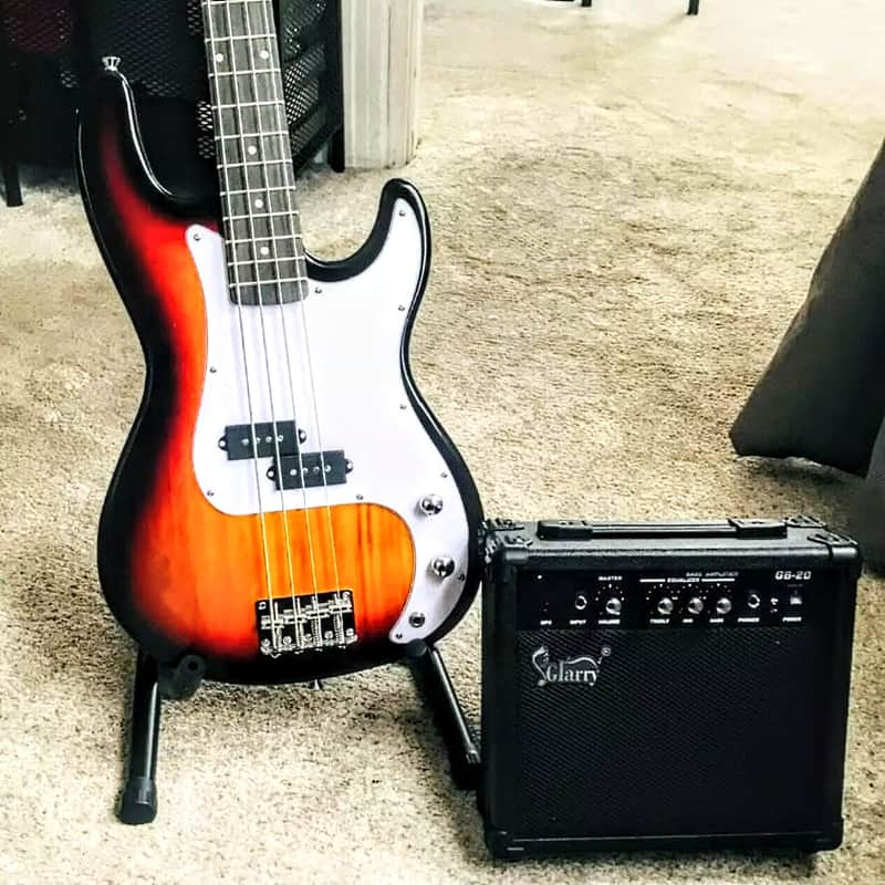 🎸+Amp! Glarry P Style Electric Bass Guitar +Rosewood Fretboard +Soft Case/Gig Bag +Strap +Cable +Pick!🎸 image 1