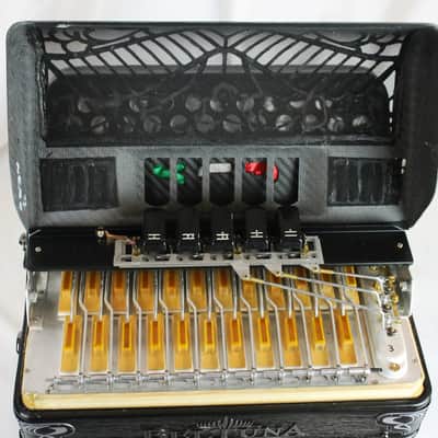 NEW Antique Silver Beltuna "Azteca" Cuadro Vivo Diatonic Button Accordion LMM 34 12 FBbEb Fa image 3