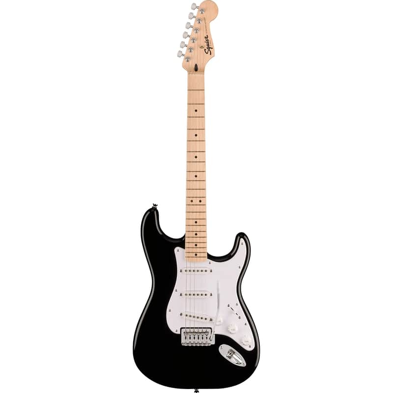 Squier Sonic Stratocaster, Maple Fingerboard, White Pickguard, Black image 1
