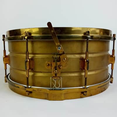 Leedy 6x14" Colonial Gold Snare Drum+Speedway Throw Nobby Full Dress Vintage 20s image 2