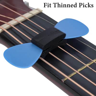 6 Pack Rubber Guitar Headstock Pick Holder, Pickholder for Guitar, Bass, Ukulele (Black) (Suitable for thin pick holders) image 2