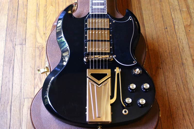 Gibson SG Custom 3-Pickup SGS3 Black w/Gold Hardware, Maestro Sideways Vibrato Tremolo, Case, COA image 1