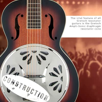 Gretsch G9220 6-String Resonator Electric Guitar with Bobtail Round Neck with Gretsch Ampli-Sonic Diaphragm Resonator Cone (Right-Handed, 2-Color Sunburst) image 10