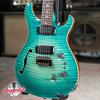 PRS Private Stock Custom 24-08 Semi-Hollow Electric Guitar - Bahamian Blue Glow with Hardshell Case image 1