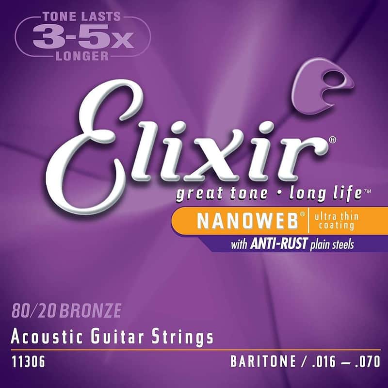 Elixir Elixir Nanoweb 80/20 6-String Baritone Guitar Strings B...