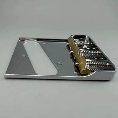 Left Handed Chrome Tele Style Guitar Ashtray Bridge with Brass Saddles image 4