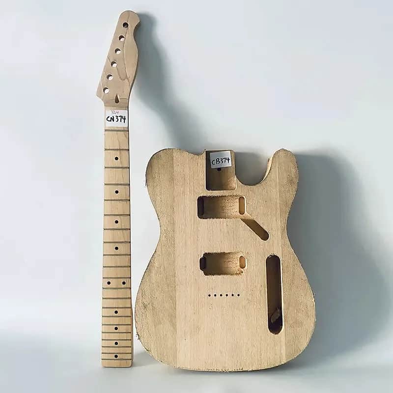 Harley Benton Tele Style Guitar Neck with HH Unfinished Body Set image 1
