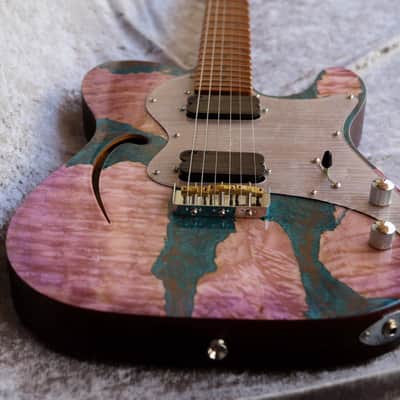 Build to order GB Liuteria Traditional Tele Semi Hollow fuchsia mapple and resin image 15