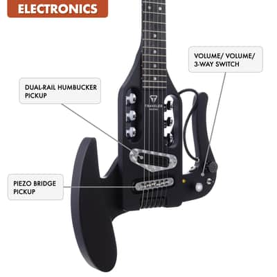 Traveler Guitar Pro-Series Mod-X Hybrid Electric Travel Guitar w/ Piezo Bridge (Matte Black) image 4