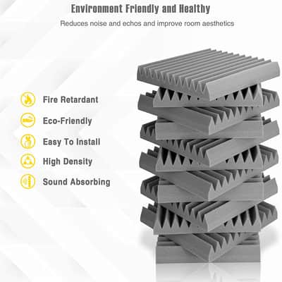 12 PACK Acoustic Foam Panels 2" X 12" X 12" Studio Wedge Tiles Sound Panels Wedges Sound Absorbing image 3