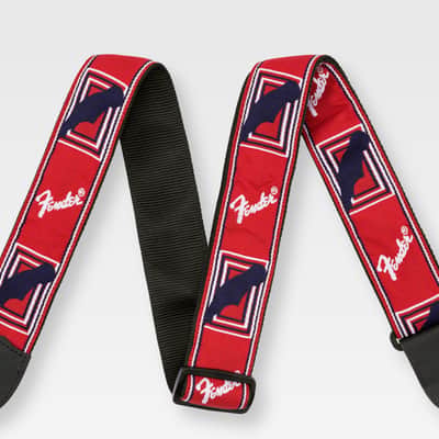 Fender Headstock Monogrammed Woven 2" Guitar Strap Red/ White/ Black - Red/ White/ Black image 1