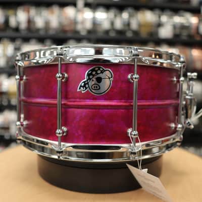 Pork Pie 6.5x14" Aluminum Snare Drum (Pink Alcohol Ink Finish) image 3