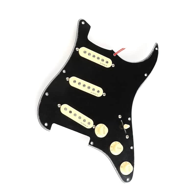Stratocaster Style Loaded SSS Guitar Pickguard, Black image 1