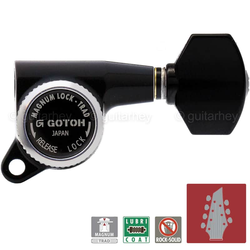 NEW Gotoh SG381-07 MGT Locking Tuners 7-String Small Keys L4+R3 Set 4x3 - BLACK image 1