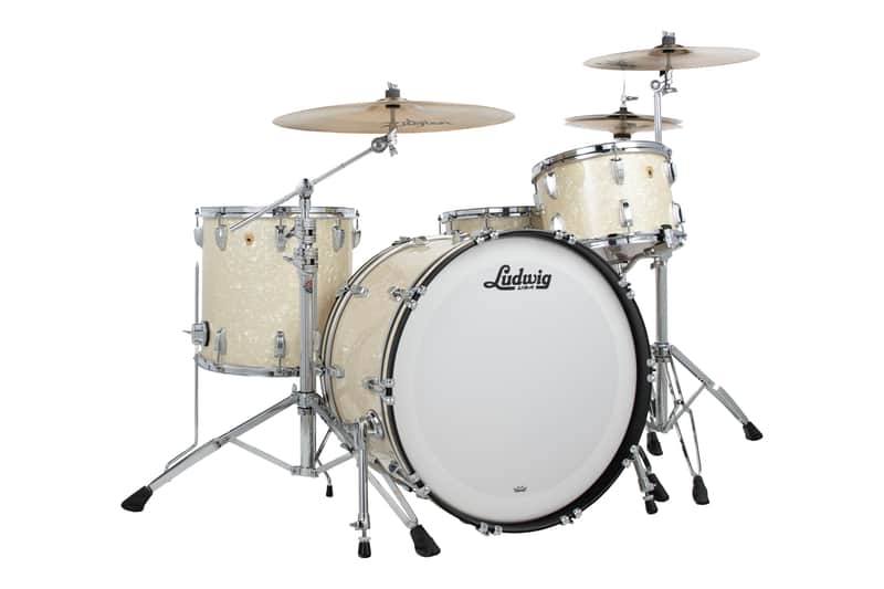 Ludwig *Pre-Order* Legacy Maple Marine White Pearl Downbeat 14x20_8x12_14x14 Drums Shell Pack | Made in the USA | NEW | Special Order | Authorized Dealer image 1
