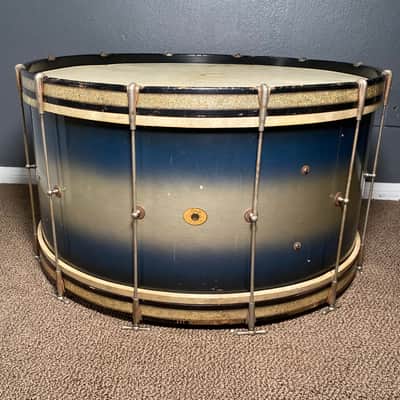 Early 1920s Ludwig  Marching Bass Drum 14x28 in Blue and Gold Duco image 2