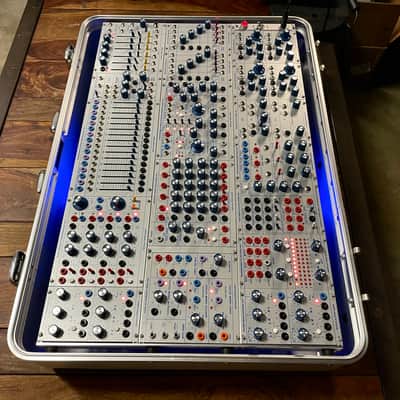 Buchla Tiptop 200t series with BPNYC ZERO Halliburton Eurorack Modular Travel Case NOS SILVER 122hp 9U image 15