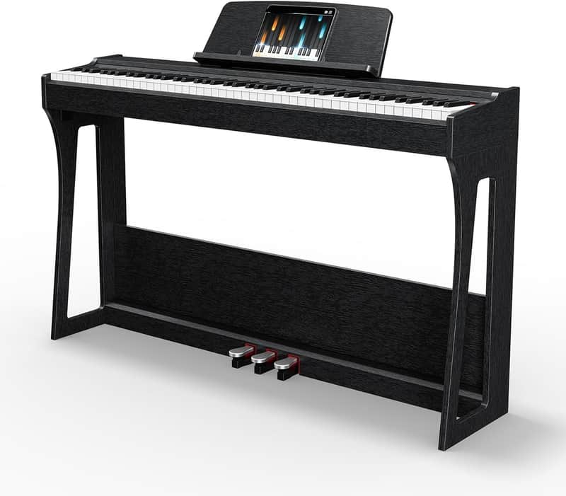 88 Keys Weighted Keyboard Piano, Full Size Hammer Action Piano with Speakers, Wooden Upright Piano, Electronic Piano Keyboard with Furniture Stand Suitable for Beginners image 1