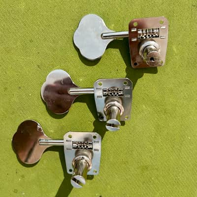 Set of 3 Vintage Schaller Style Bass Tuners - Chrome image 2