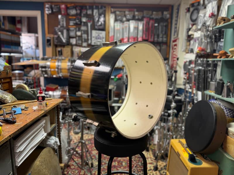 1960 Ludwig Club Date 14x22 Black & Gold Duco Bass Drum Shell image 1