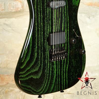 TOM ANDERSON Pro Am HS - Swamp Ash Body & Reverse Headstock - Black with Green Dog Hair image 2