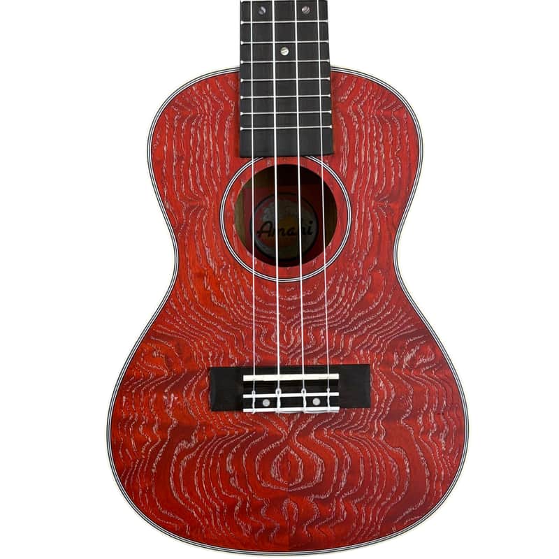 Amahi C-22 Quilted Ash Concert Ukulele Red w/Gigbag image 1