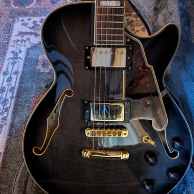 D'Angelico Excel EX-SS Semi-Hollow with Stop-Bar Tailpiece, Gold Hardware 2010s - Grey Black image 4
