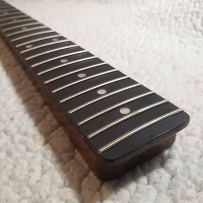 Spectacular USA made,Roasted flame maple neck,Rosewood FB. Killer flame maple head stock.  No fret tangs. Rounded edges. Made for a Tele body #MRT-40P-" You never felt frets like this. image 5